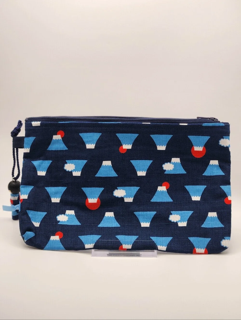 Nagomiya Japanese Pattern Mount Fuji Zipper Pouch with Kokeshi Doll Charm